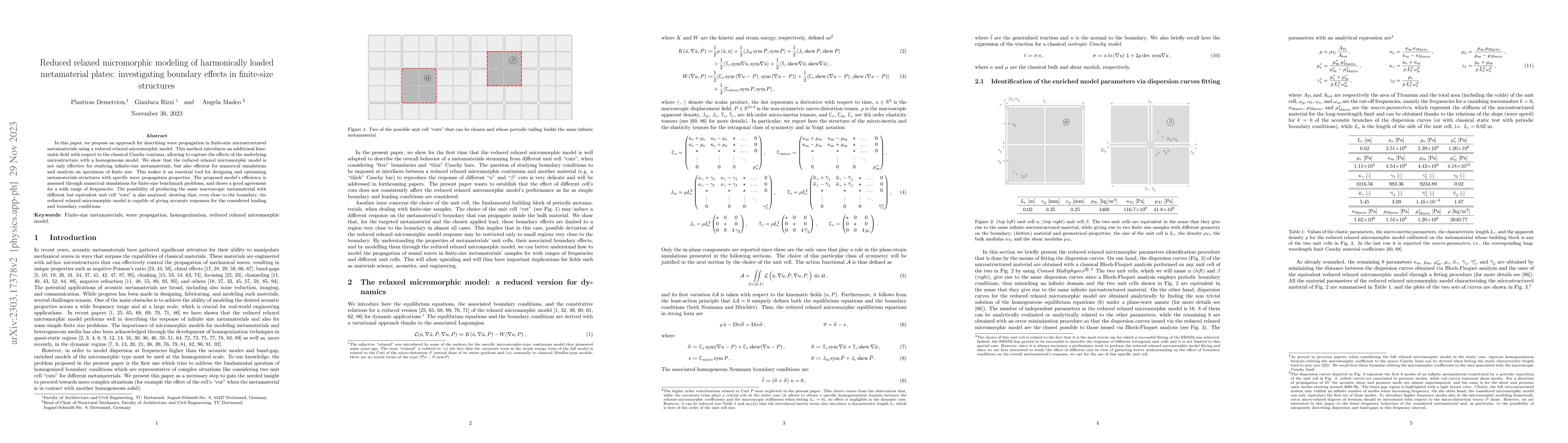 Thumbnail for Reduced relaxed micromorphic modeling of harmonically loaded
  metamaterial plates: investigating boundary effects in finite-size structures