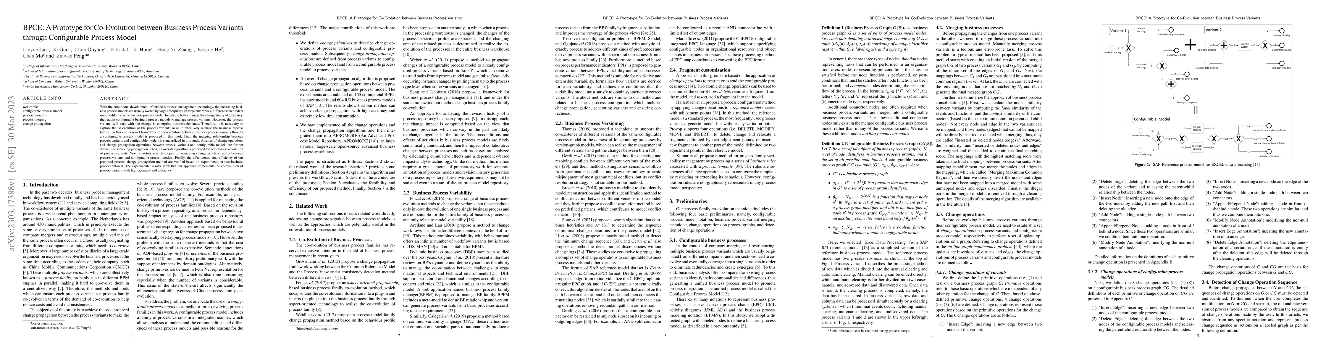 Thumbnail for BPCE: A Prototype for Co-Evolution between Business Process Variants
  through Configurable Process Model