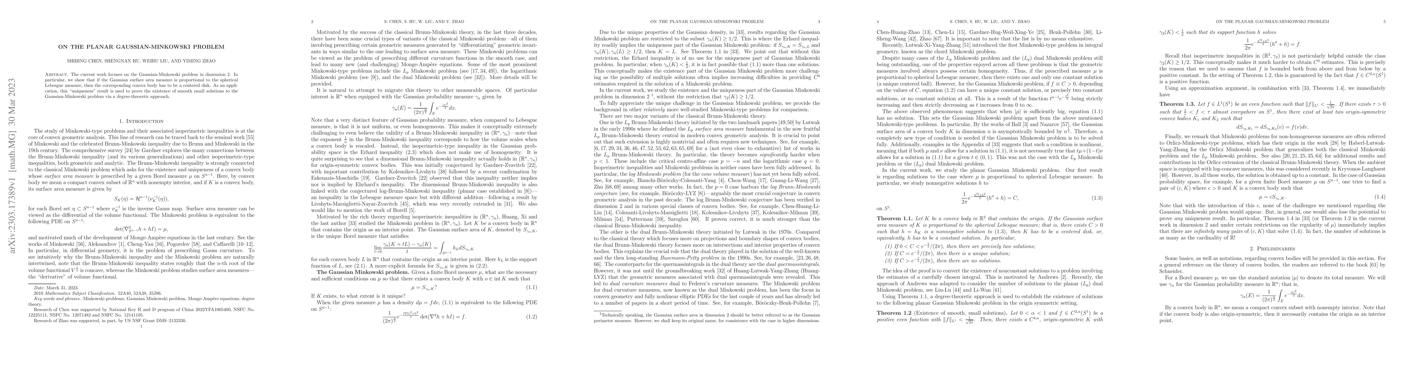 Thumbnail for On the planar Gaussian-Minkowski problem