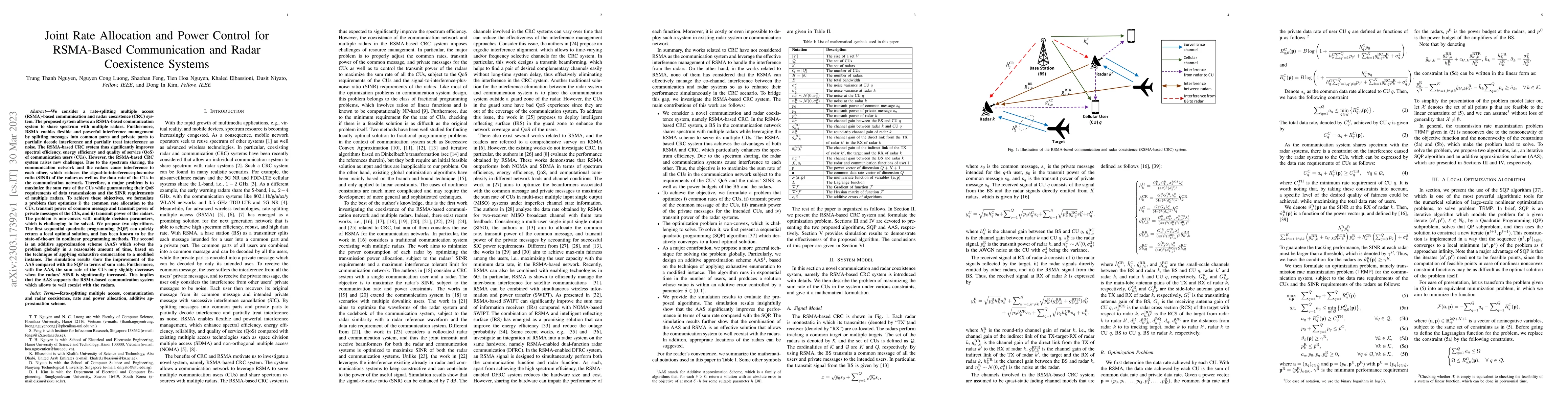 Thumbnail for Joint Rate Allocation and Power Control for RSMA-Based Communication and
  Radar Coexistence Systems