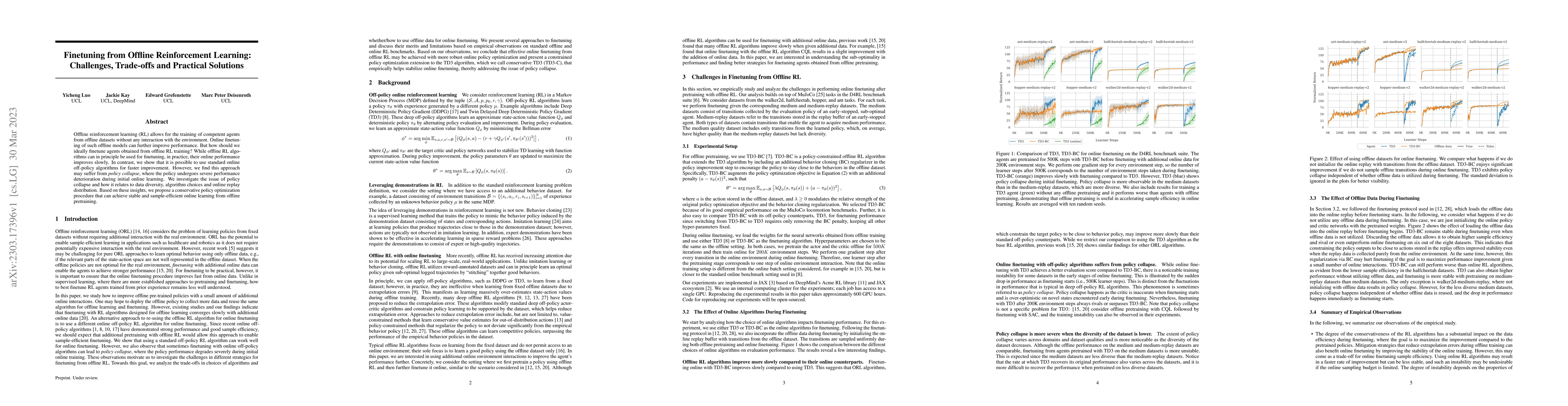 Thumbnail for Finetuning from Offline Reinforcement Learning: Challenges, Trade-offs
  and Practical Solutions