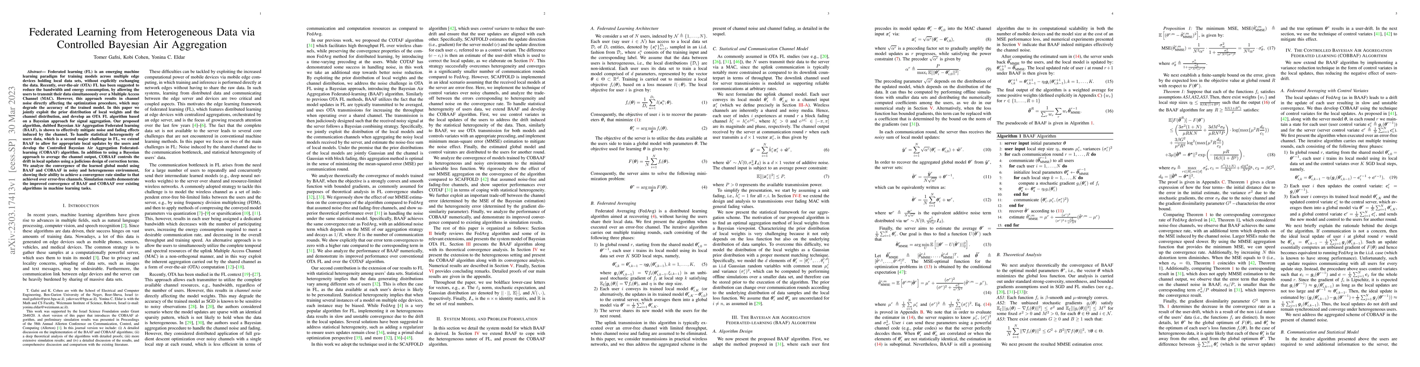 Thumbnail for Federated Learning from Heterogeneous Data via Controlled Bayesian Air
  Aggregation