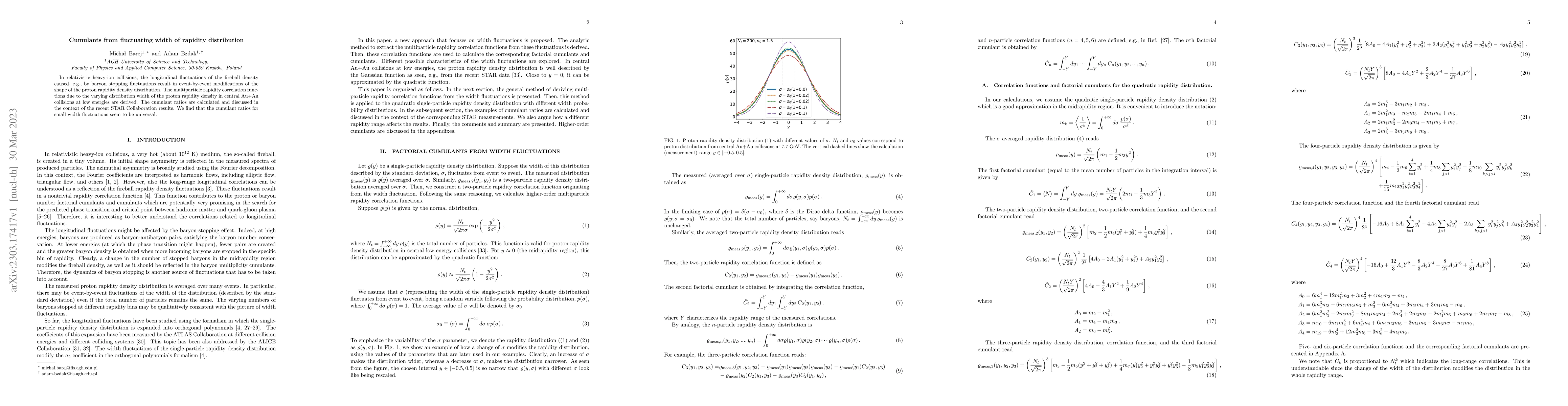 Thumbnail for Cumulants from fluctuating width of rapidity distribution