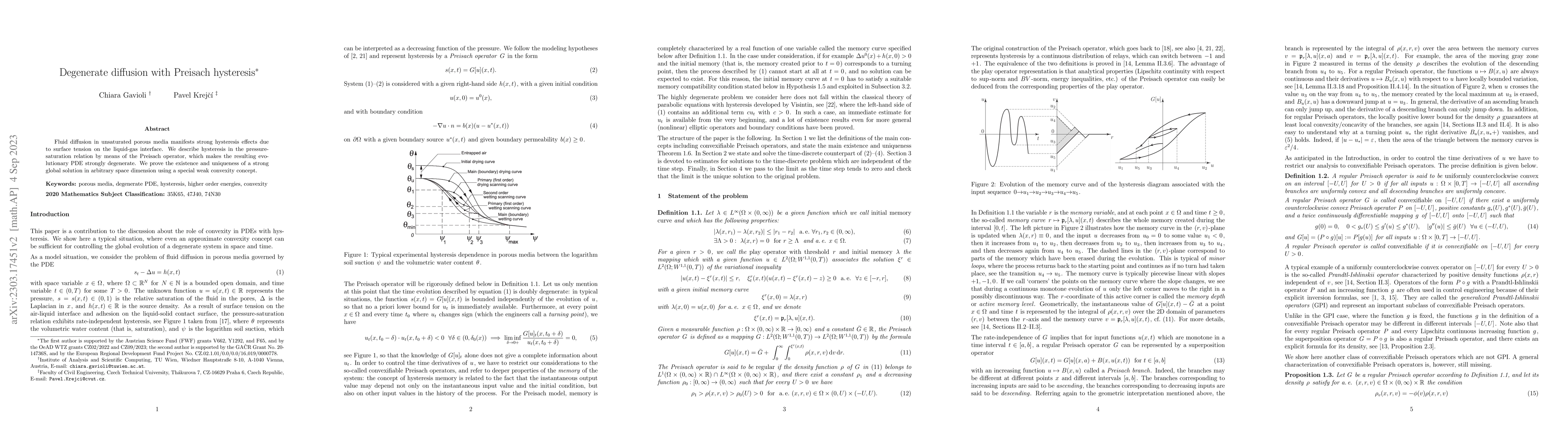 Thumbnail for Degenerate diffusion with Preisach hysteresis