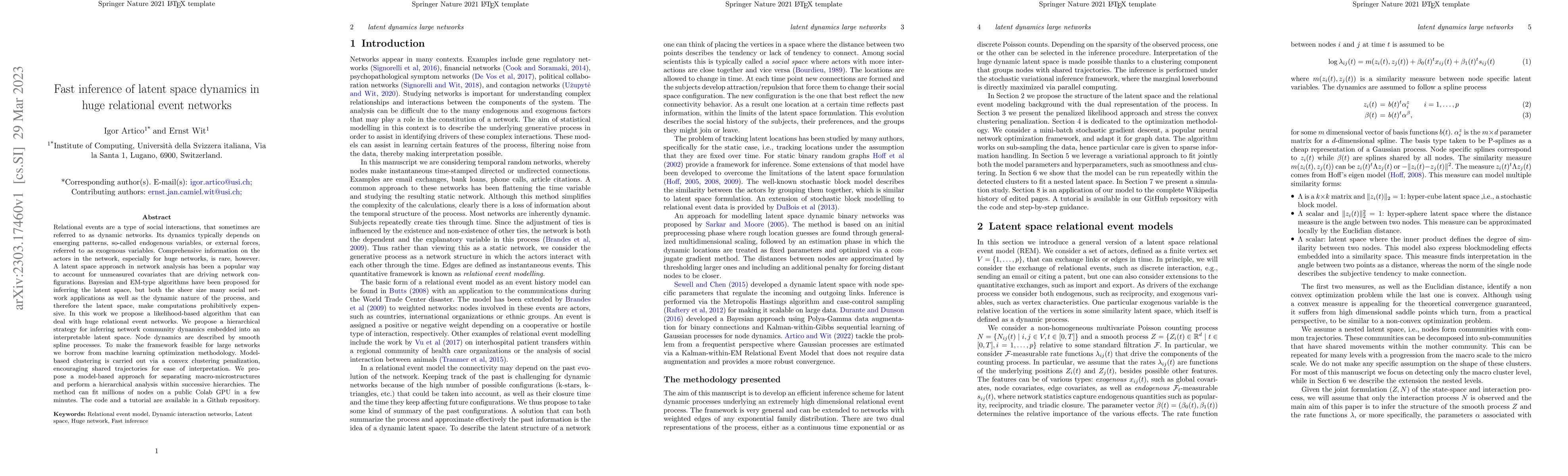 Thumbnail for Fast inference of latent space dynamics in huge relational event
  networks