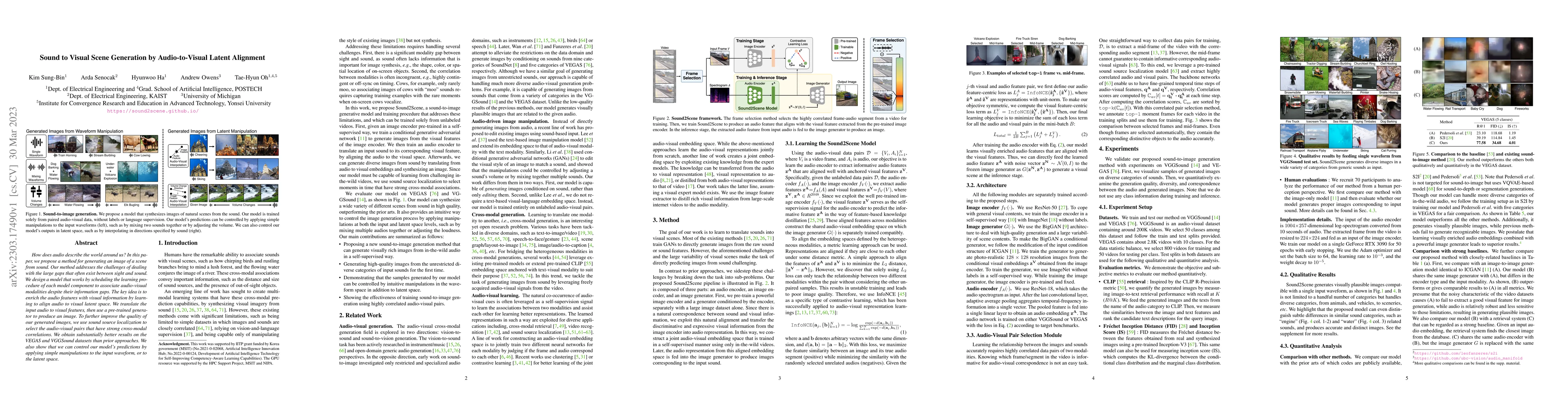 Thumbnail for Sound to Visual Scene Generation by Audio-to-Visual Latent Alignment