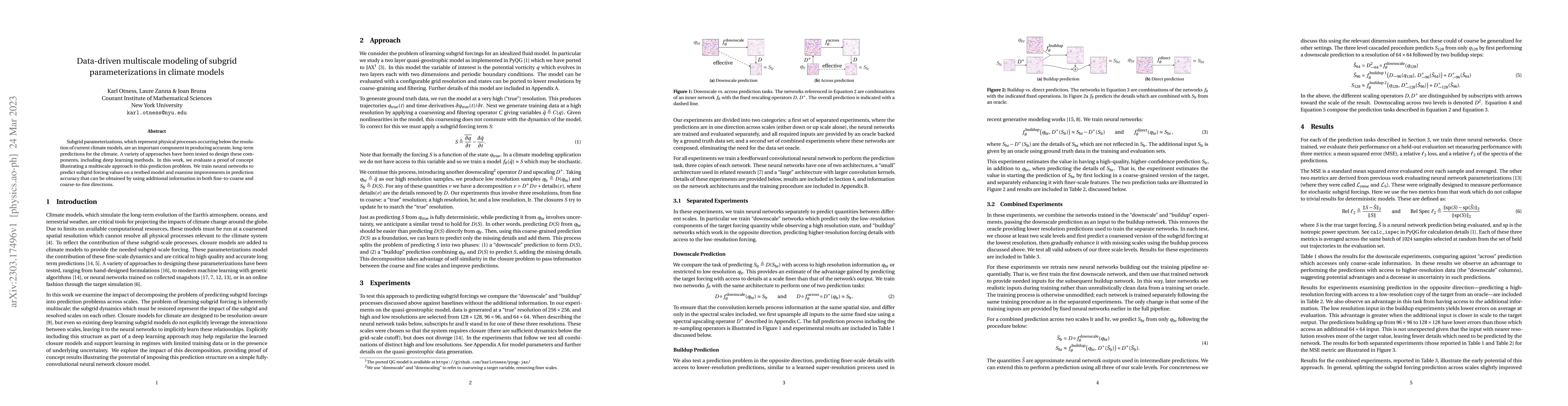 Thumbnail for Data-driven multiscale modeling of subgrid parameterizations in climate
  models