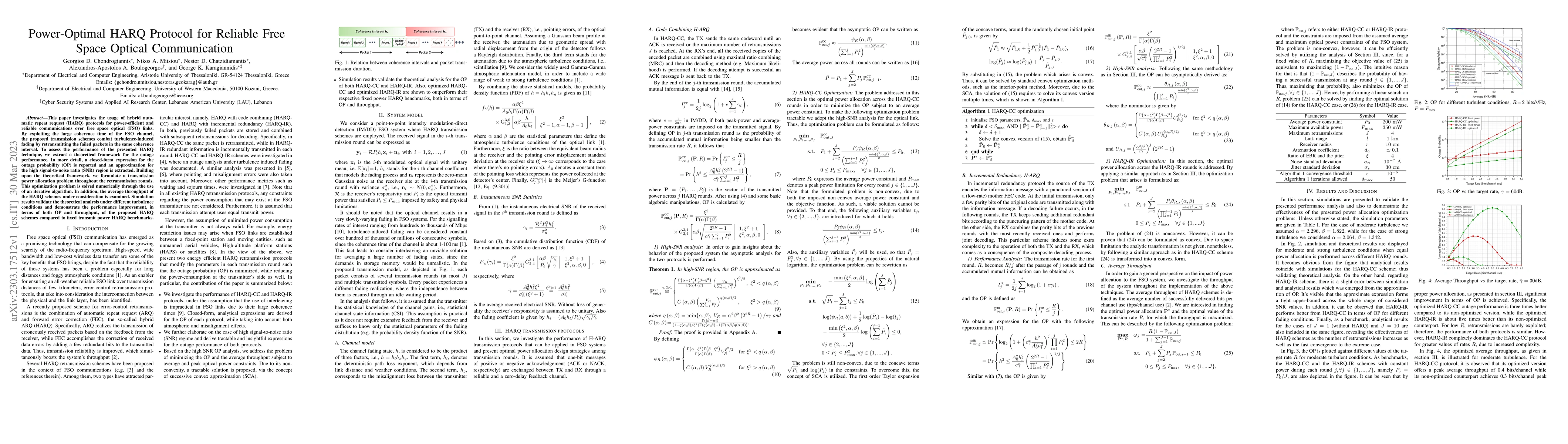 Thumbnail for Power-Optimal HARQ Protocol for Reliable Free Space Optical
  Communication
