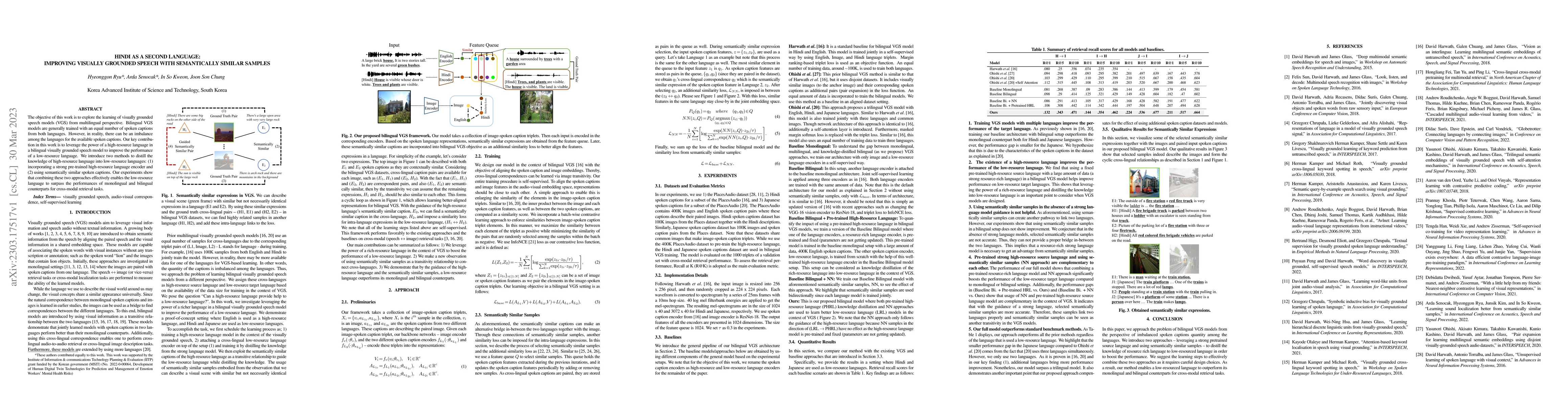 Thumbnail for Hindi as a Second Language: Improving Visually Grounded Speech with
  Semantically Similar Samples