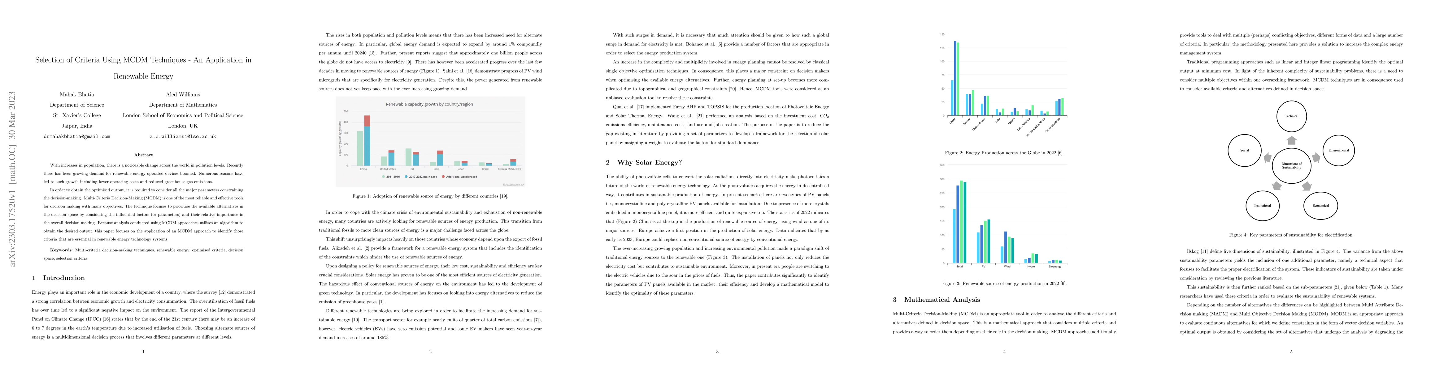 Thumbnail for Selection of Criteria Using MCDM Techniques -- An Application in
  Renewable Energy
