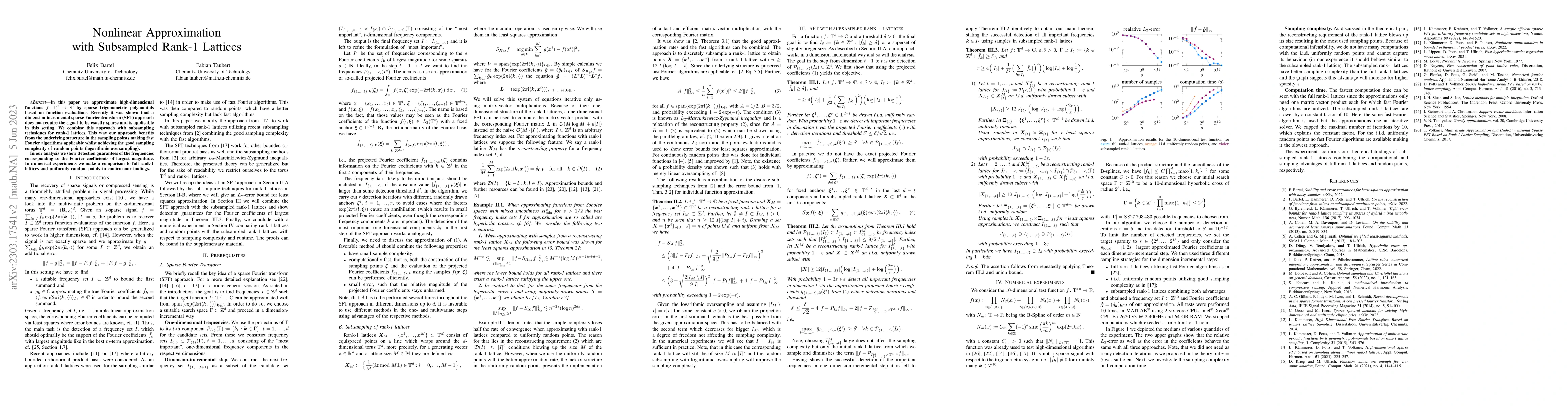 Thumbnail for Nonlinear Approximation with Subsampled Rank-1 Lattices