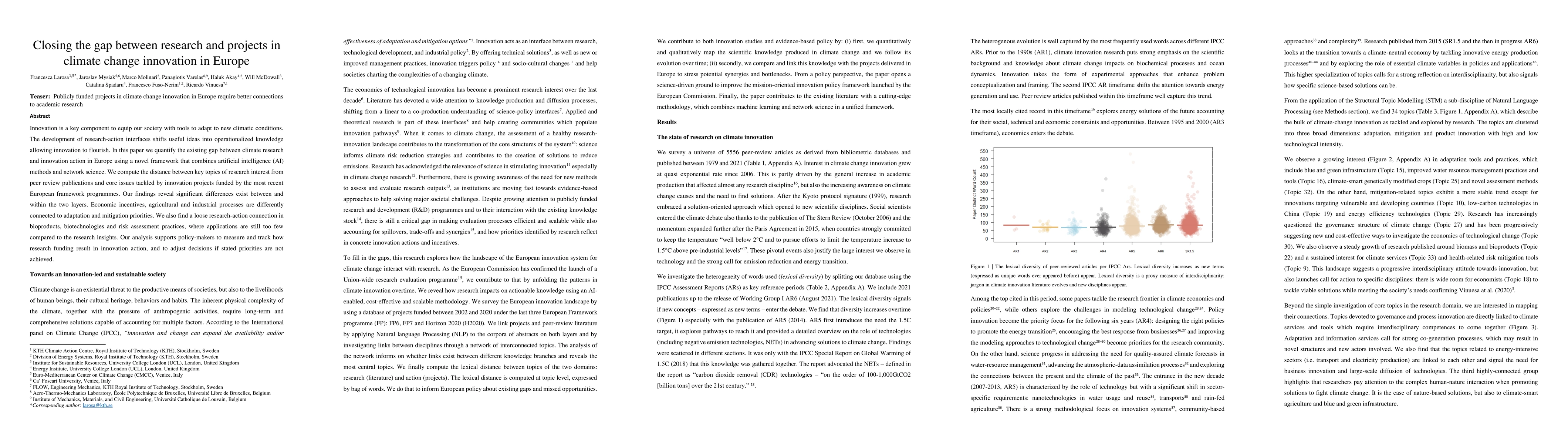 Thumbnail for Closing the gap between research and projects in climate change
  innovation in Europe