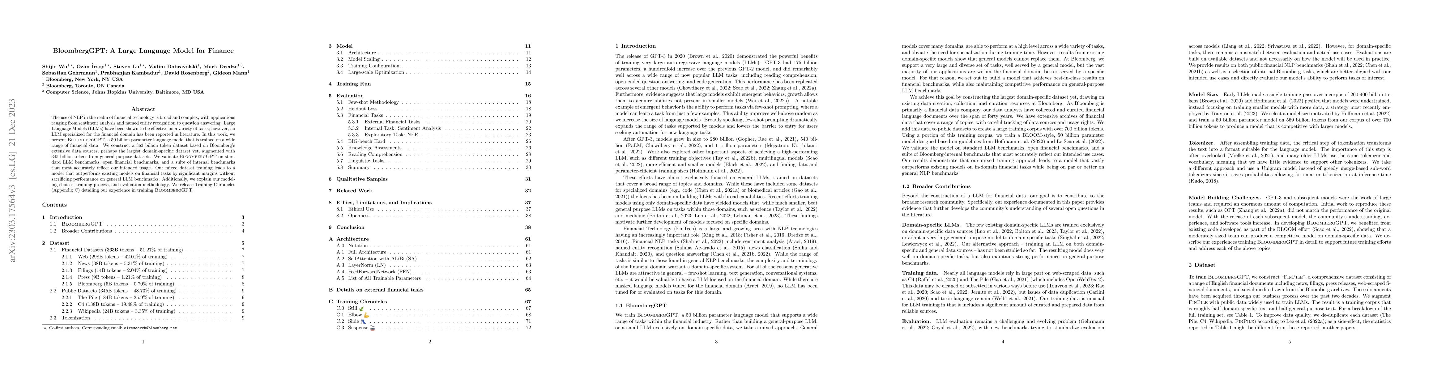 Thumbnail for BloombergGPT: A Large Language Model for Finance