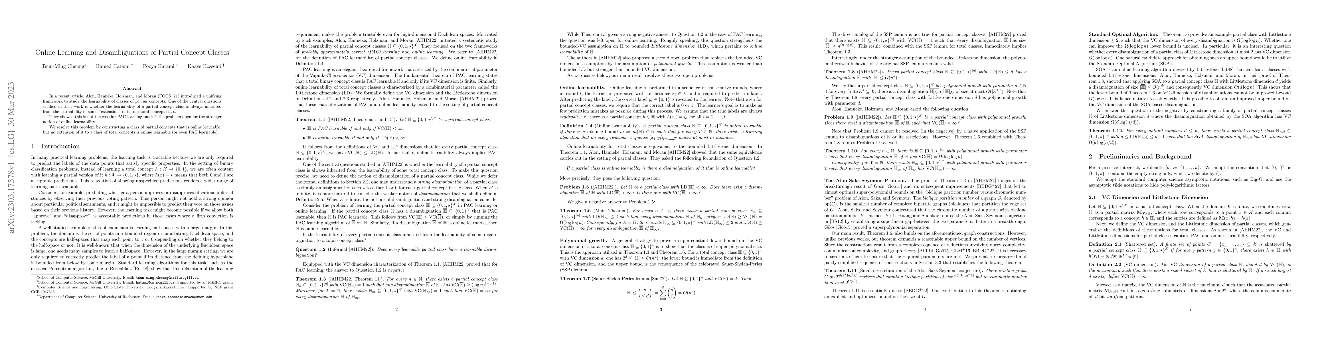Thumbnail for Online Learning and Disambiguations of Partial Concept Classes