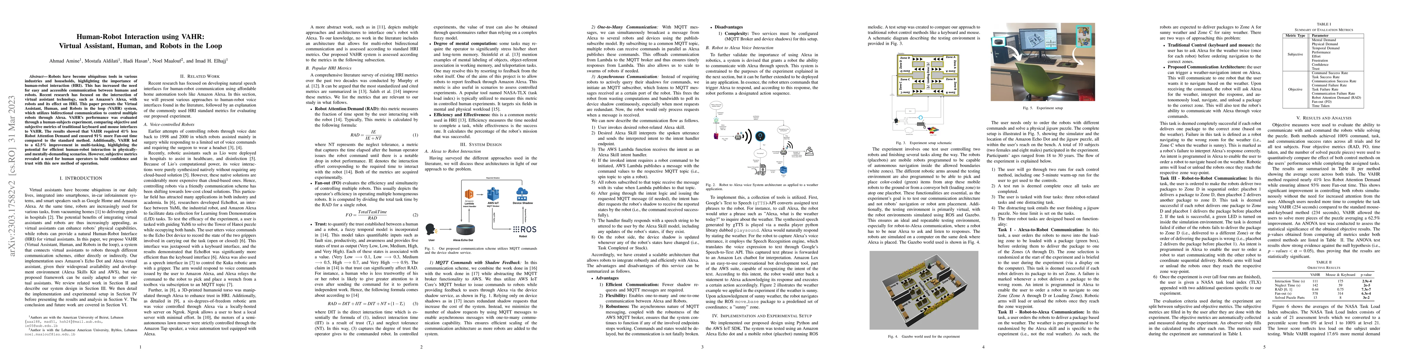 Thumbnail for Human-Robot Interaction using VAHR: Virtual Assistant, Human, and Robots
  in the Loop