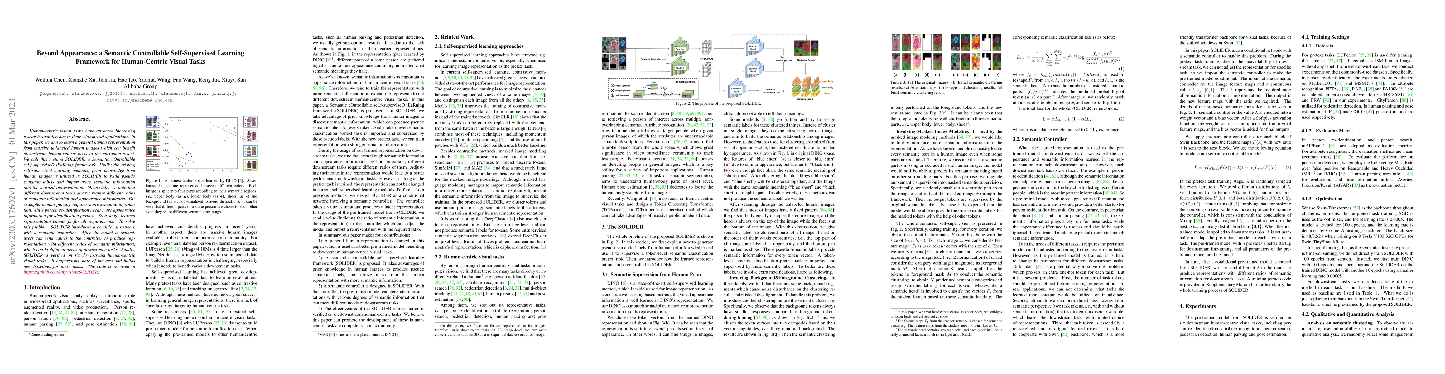 Thumbnail for Beyond Appearance: a Semantic Controllable Self-Supervised Learning
  Framework for Human-Centric Visual Tasks