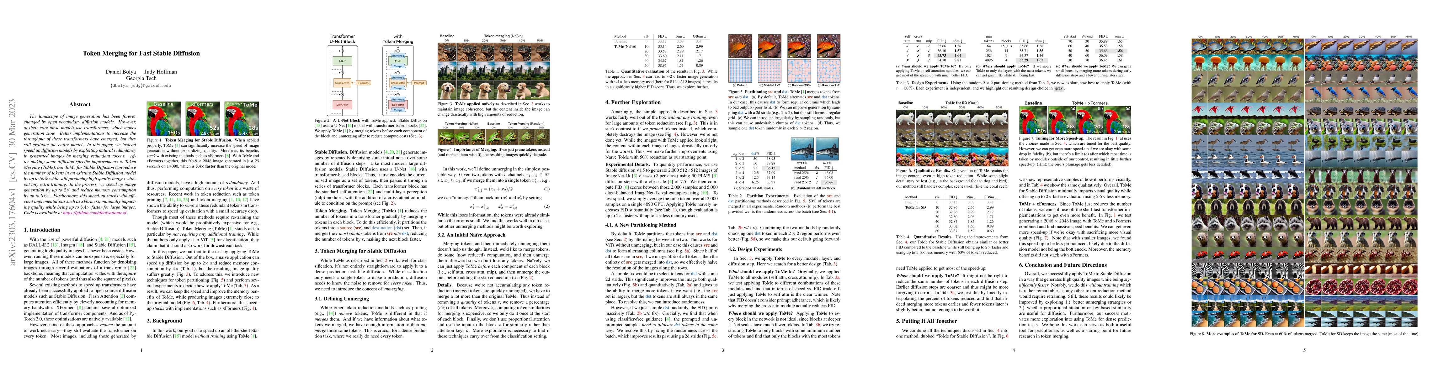 Thumbnail for Token Merging for Fast Stable Diffusion