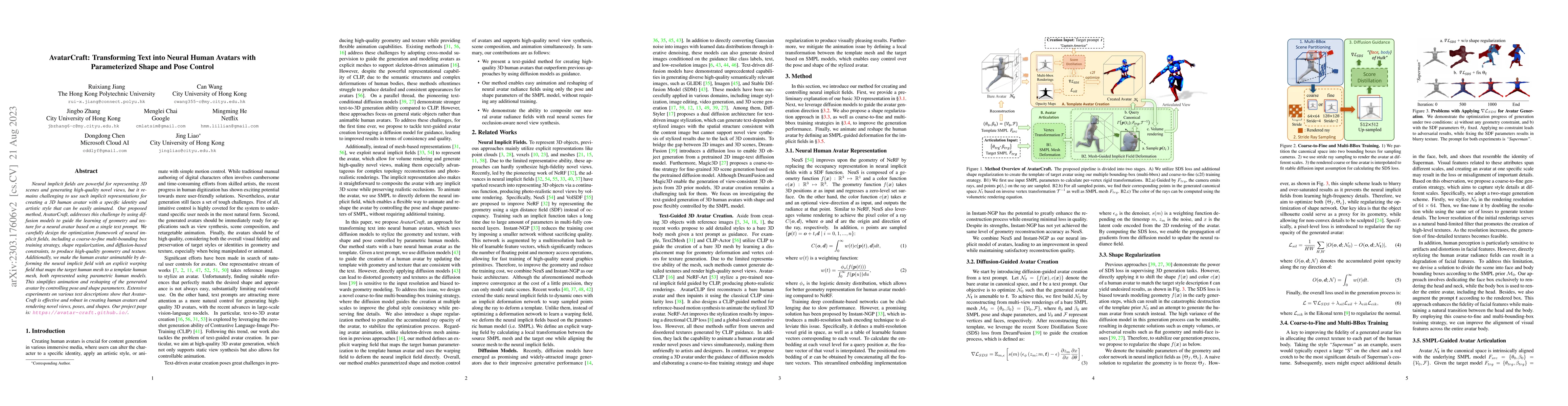 Thumbnail for AvatarCraft: Transforming Text into Neural Human Avatars with
  Parameterized Shape and Pose Control