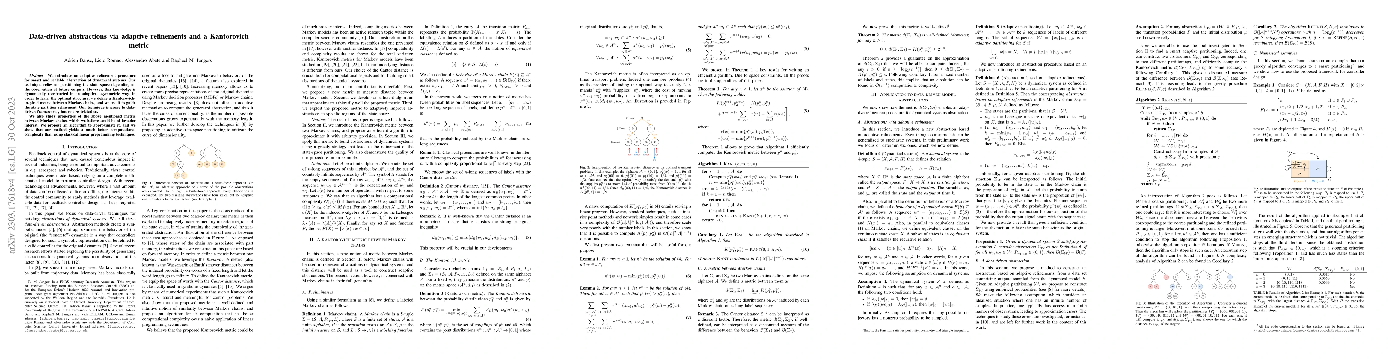 Thumbnail for Data-driven abstractions via adaptive refinements and a Kantorovich
  metric [extended version]