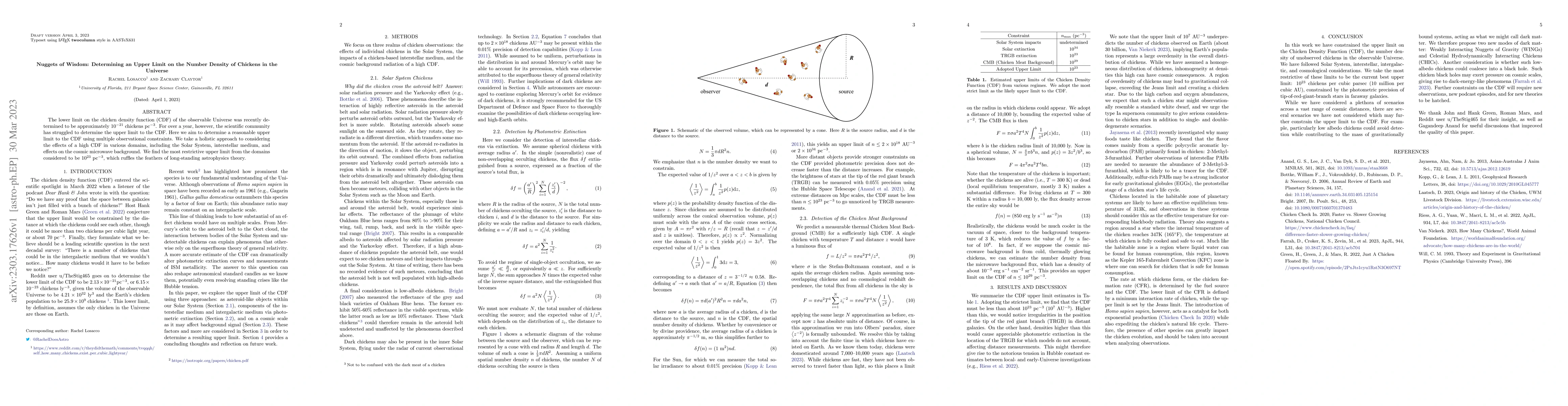 Thumbnail for Nuggets of Wisdom: Determining an Upper Limit on the Number Density of
  Chickens in the Universe