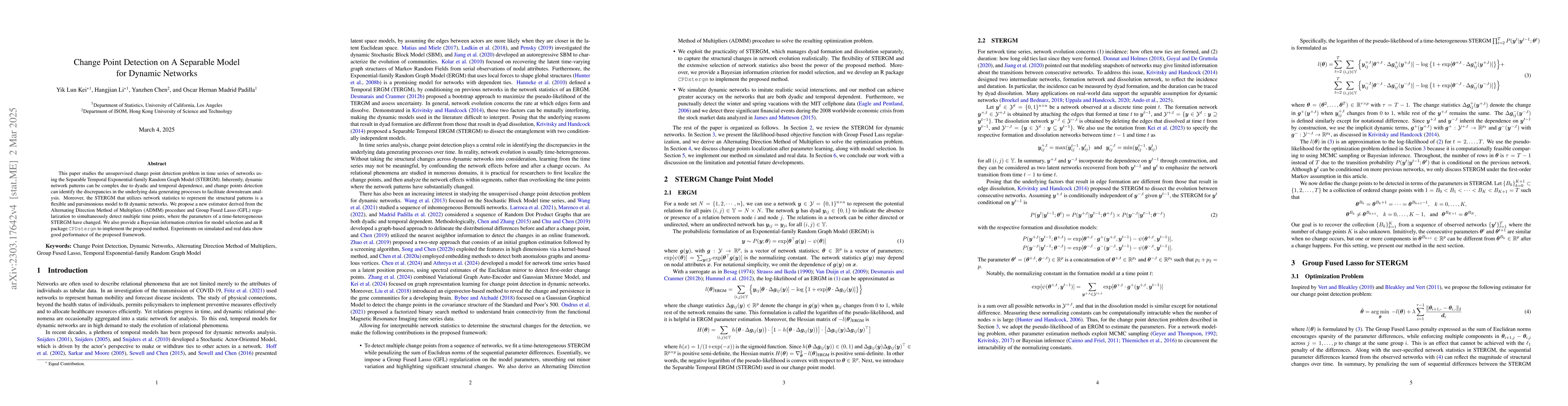Thumbnail for Change Point Detection on A Separable Model for Dynamic Networks