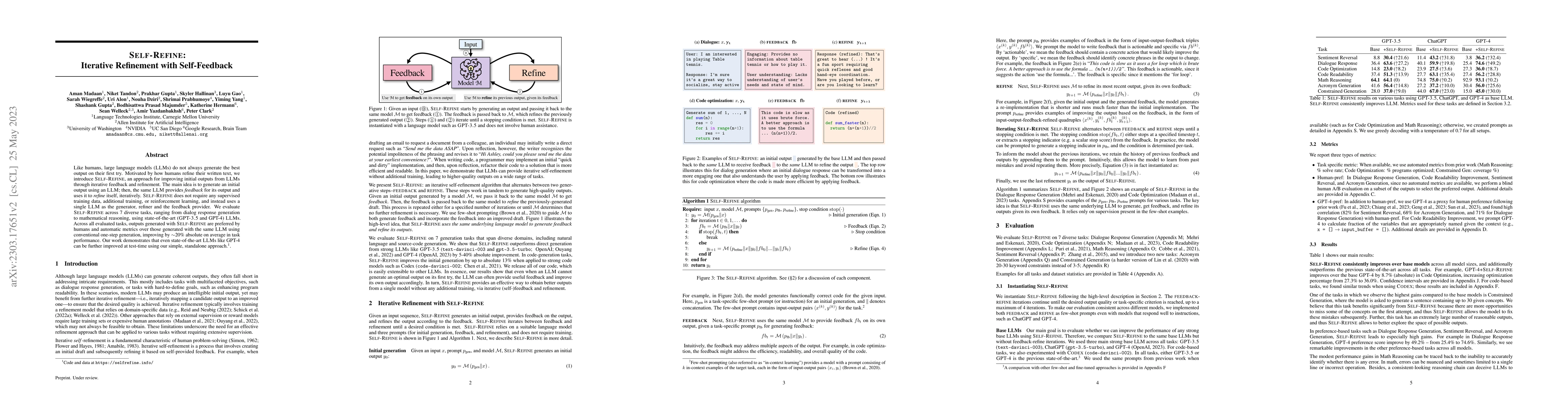 Thumbnail for Self-Refine: Iterative Refinement with Self-Feedback