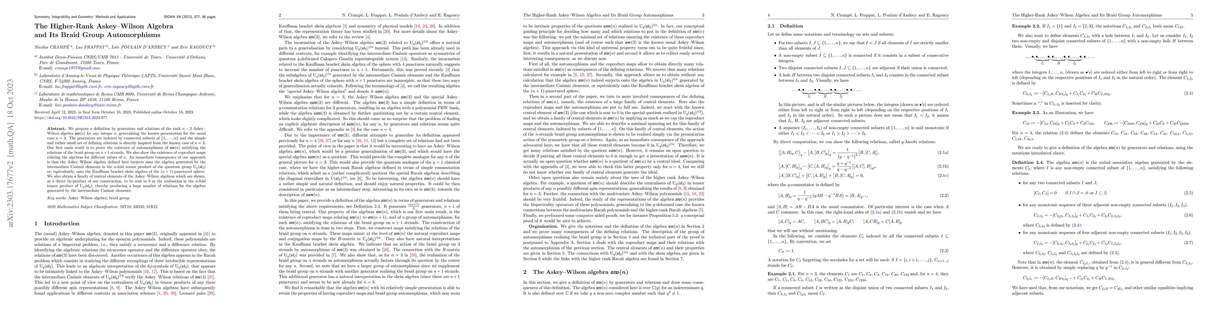 Thumbnail for The Higher-Rank Askey-Wilson Algebra and Its Braid Group Automorphisms