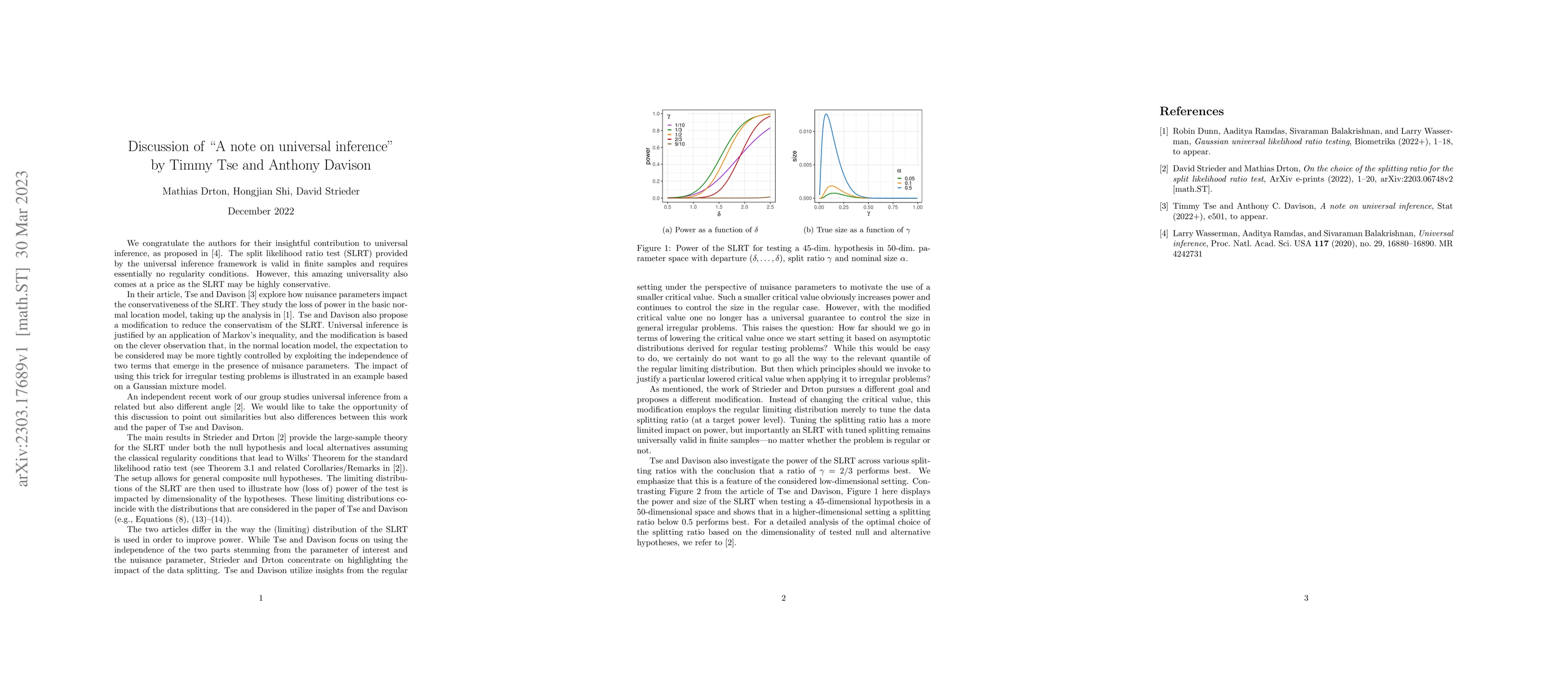 Thumbnail for Discussion of "A note on universal inference" by Timmy Tse and Anthony
  Davison