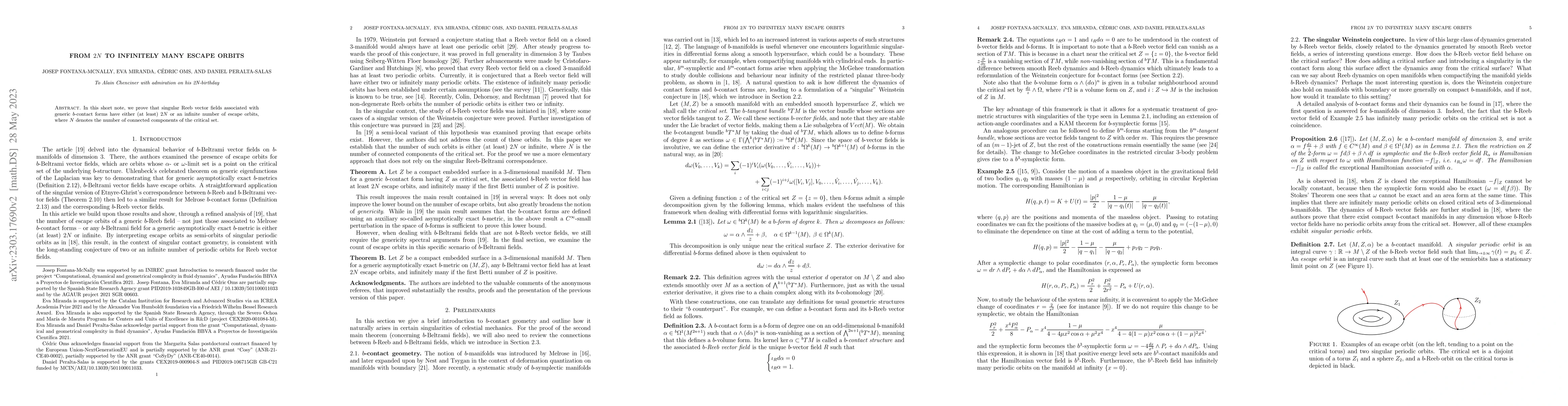 Thumbnail for From 2N to infinitely many escape orbits