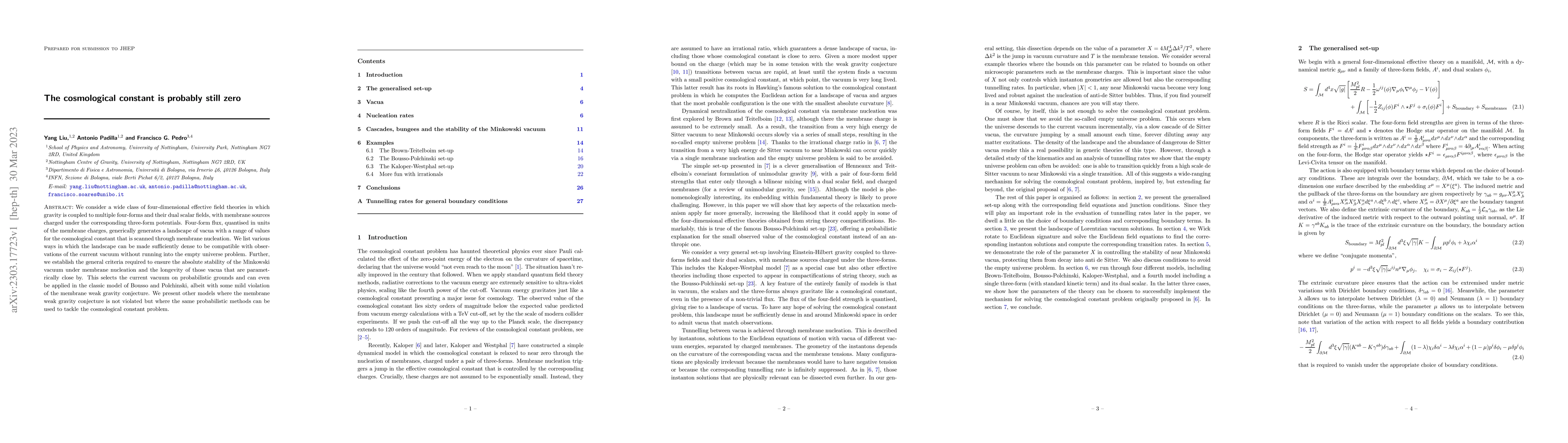 Thumbnail for The cosmological constant is probably still zero
