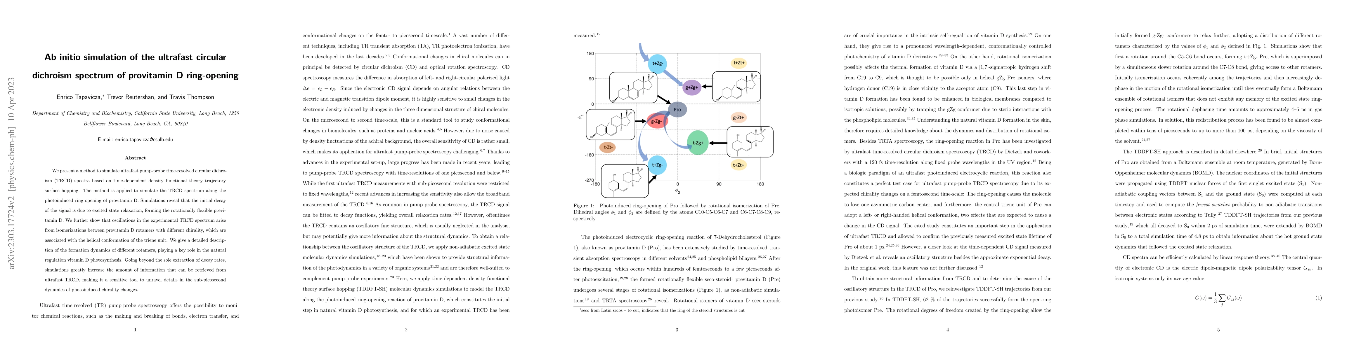 Thumbnail for Ab initio simulation of the ultrafast circular dichroism spectrum of
  provitamin D ring-opening