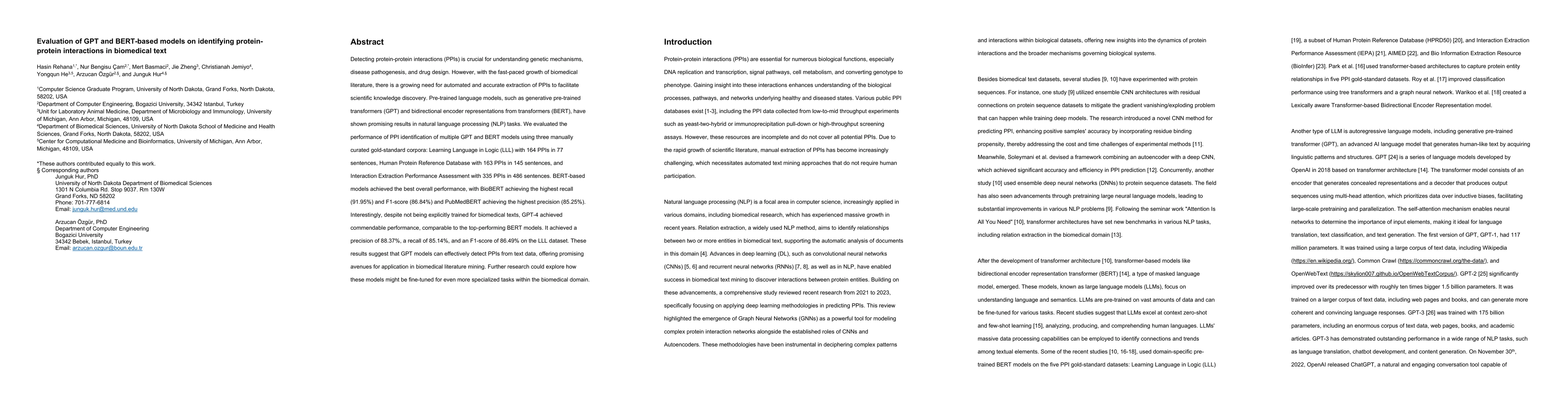 Thumbnail for Evaluation of GPT and BERT-based models on identifying protein-protein
  interactions in biomedical text