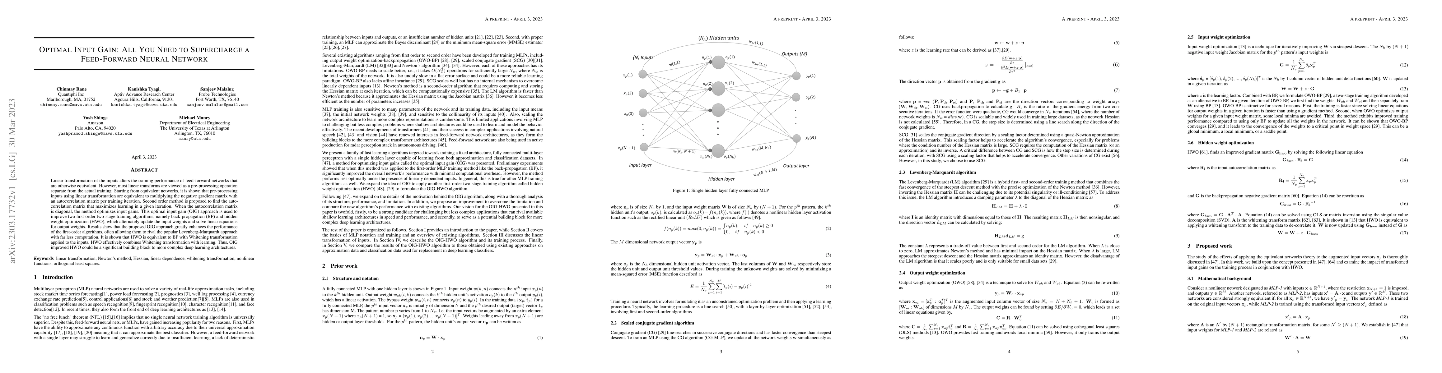 Thumbnail for Optimal Input Gain: All You Need to Supercharge a Feed-Forward Neural
  Network