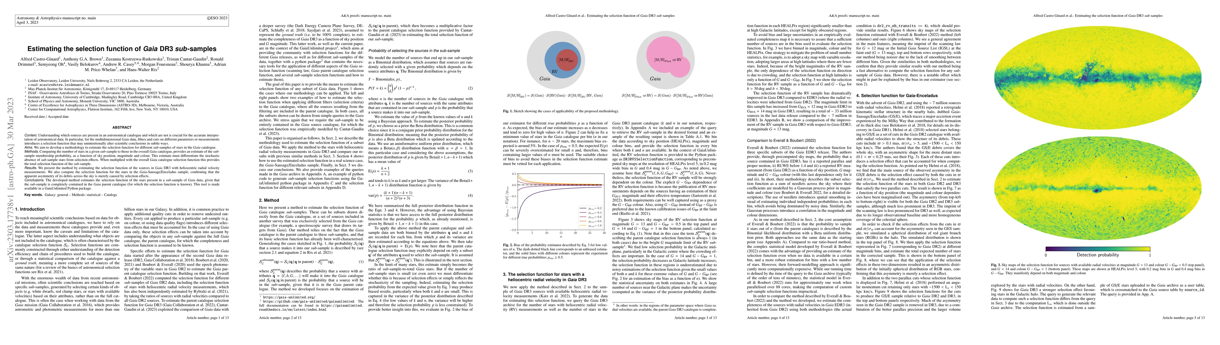 Thumbnail for Estimating the selection function of Gaia DR3 sub-samples