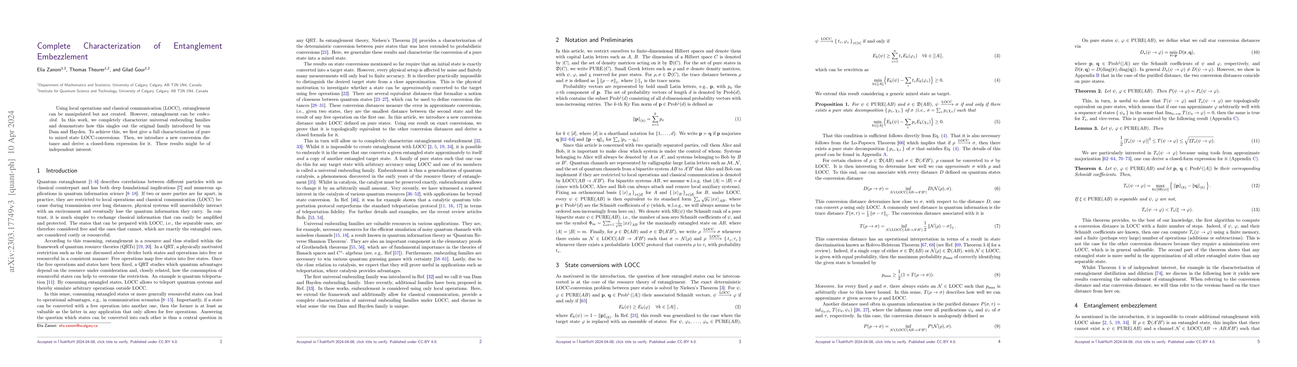 Thumbnail for Complete Characterization of Entanglement Embezzlement
