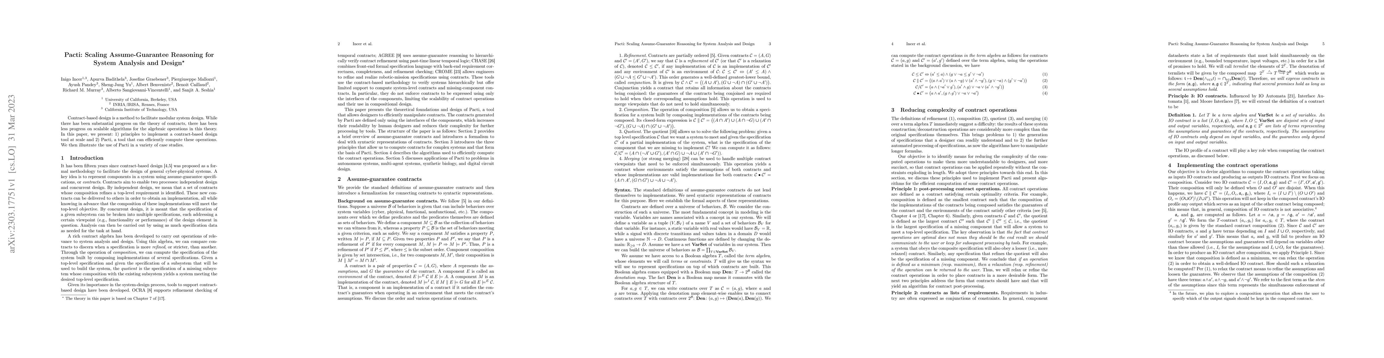 Thumbnail for Pacti: Scaling Assume-Guarantee Reasoning for System Analysis and Design