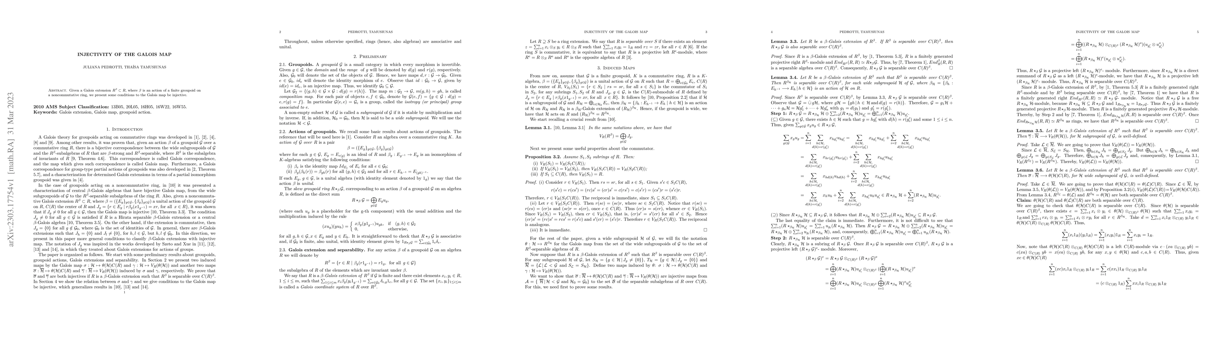 Thumbnail for Injectivity of the Galois map