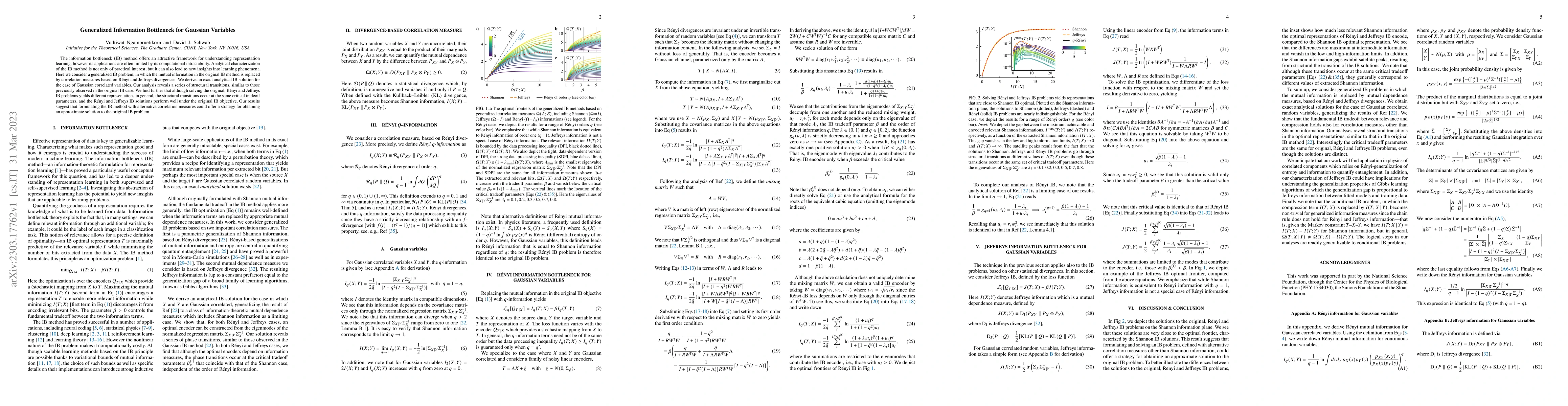 Thumbnail for Generalized Information Bottleneck for Gaussian Variables