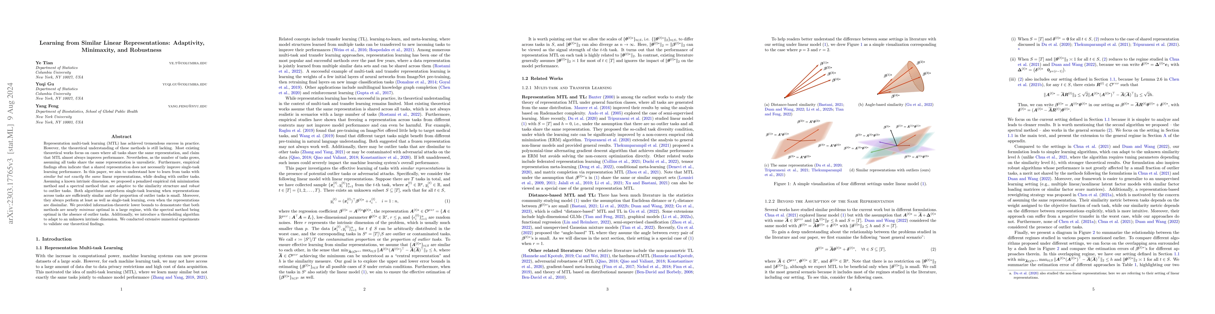 Thumbnail for Learning from Similar Linear Representations: Adaptivity, Minimaxity,
  and Robustness