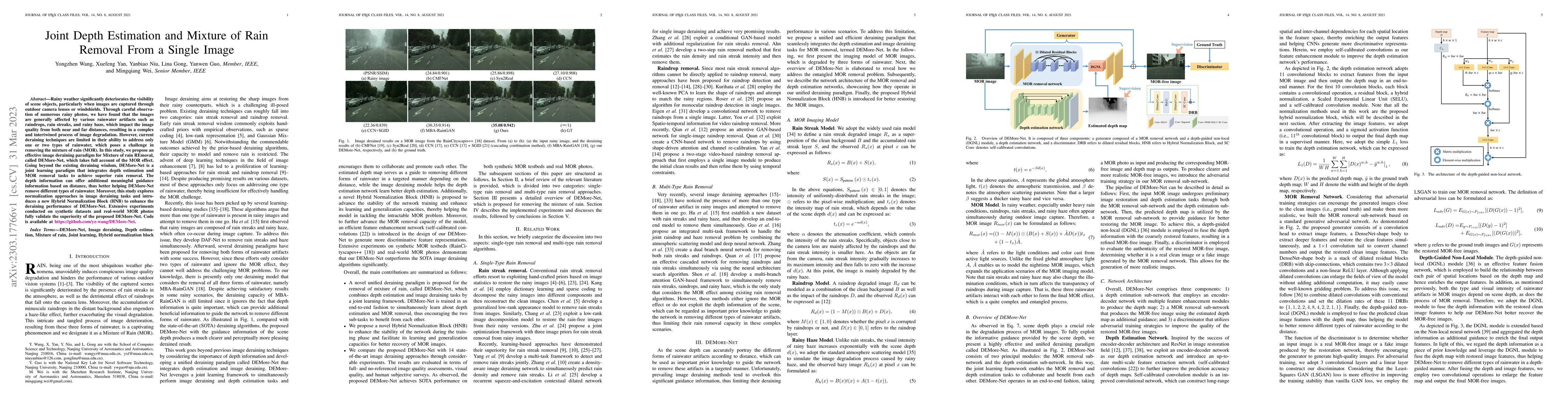 Thumbnail for Joint Depth Estimation and Mixture of Rain Removal From a Single Image