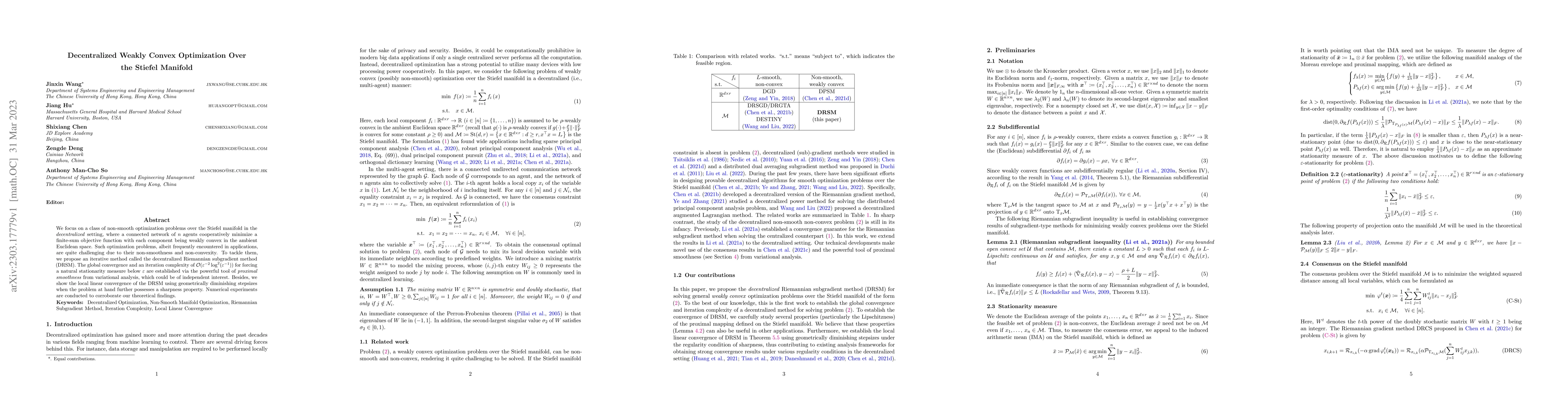 Thumbnail for Decentralized Weakly Convex Optimization Over the Stiefel Manifold
