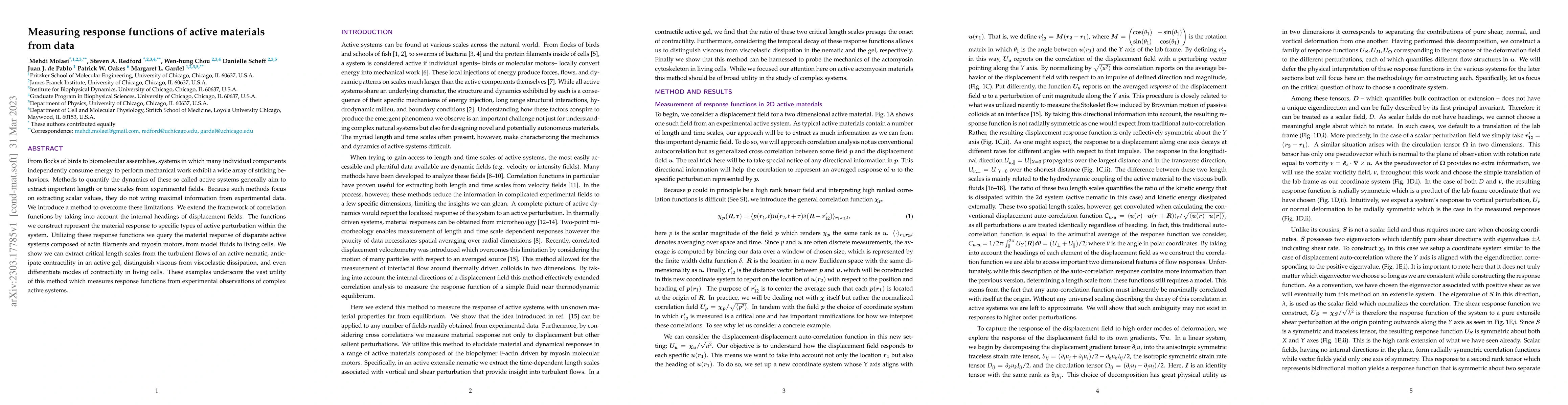 Thumbnail for Measuring response functions of active materials from data