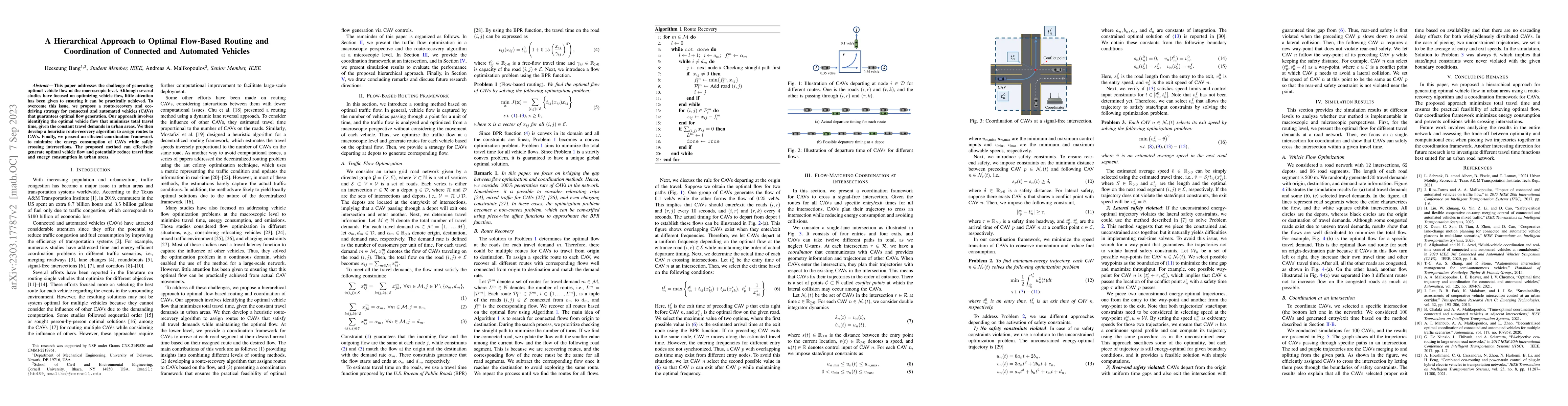 Thumbnail for A Hierarchical Approach to Optimal Flow-Based Routing and Coordination
  of Connected and Automated Vehicles