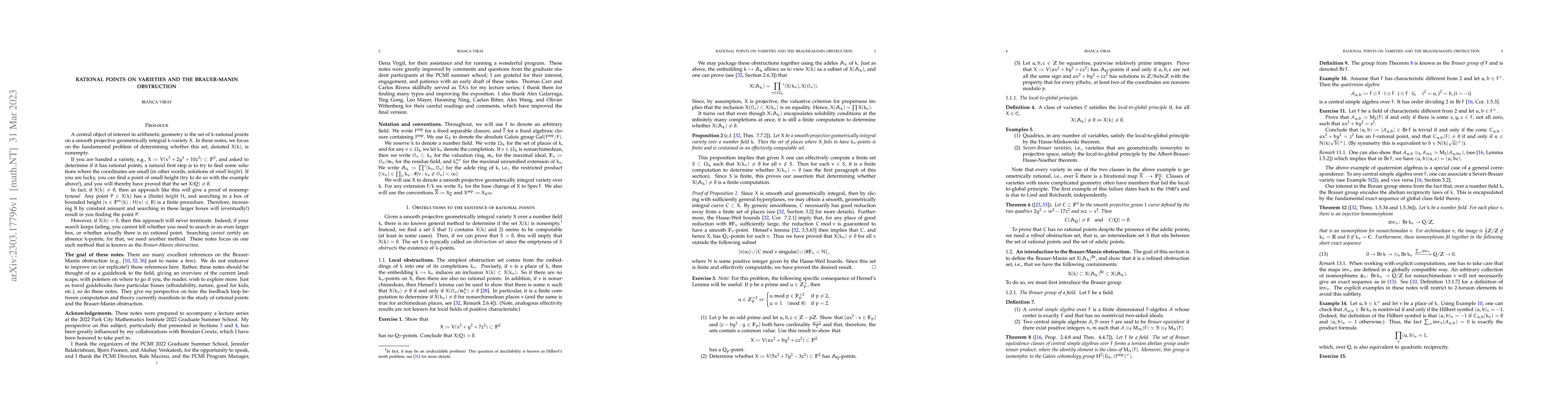 Thumbnail for Rational points on varieties and the Brauer-Manin obstruction