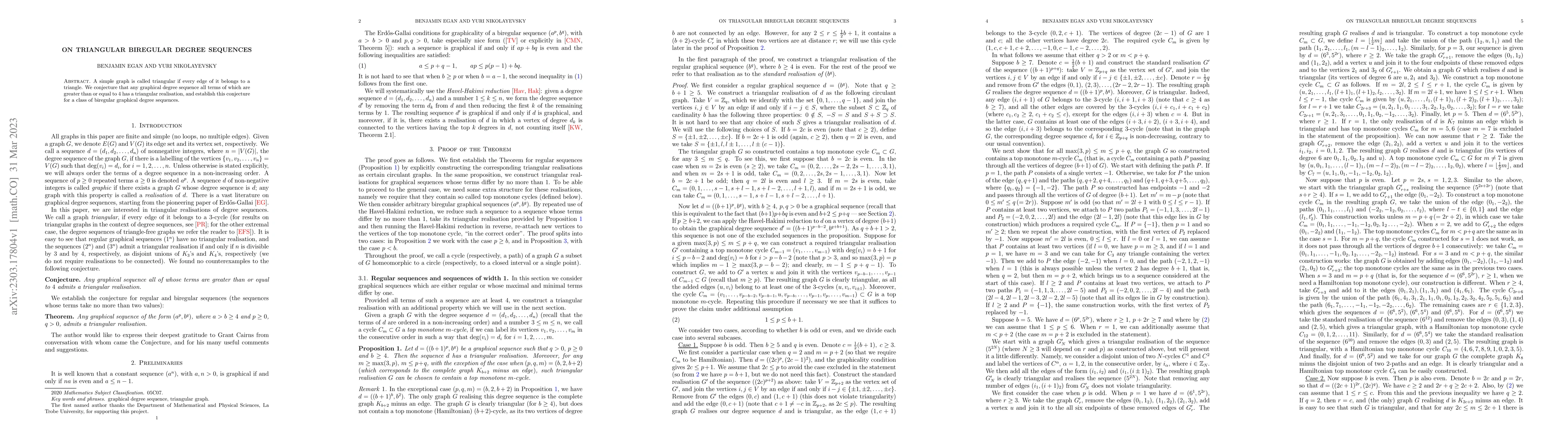 Thumbnail for On triangular biregular degree sequences