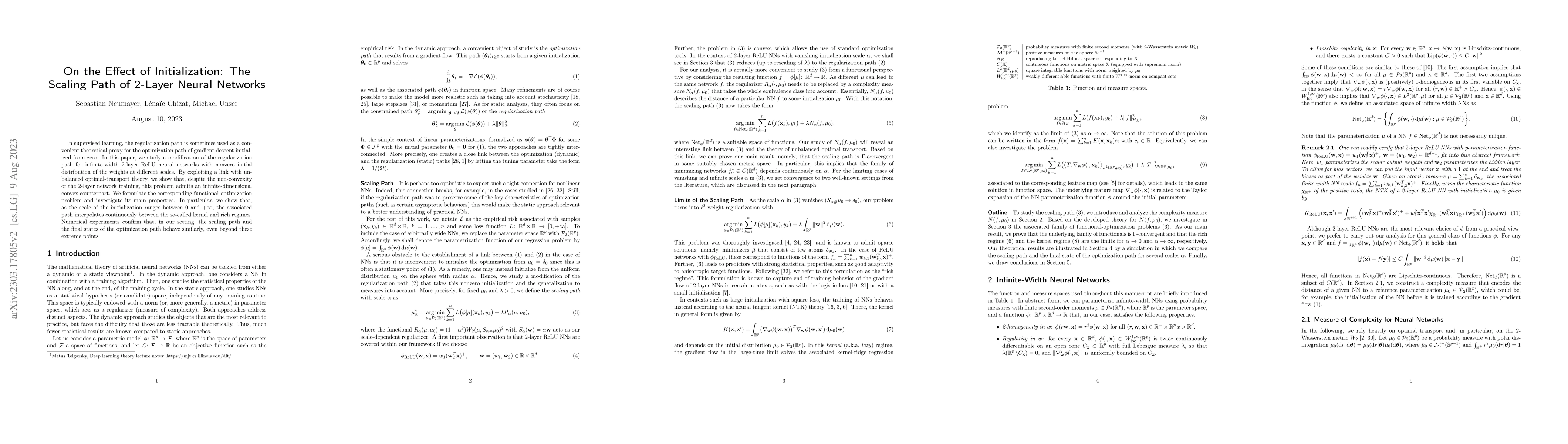 Thumbnail for On the Effect of Initialization: The Scaling Path of 2-Layer Neural
  Networks