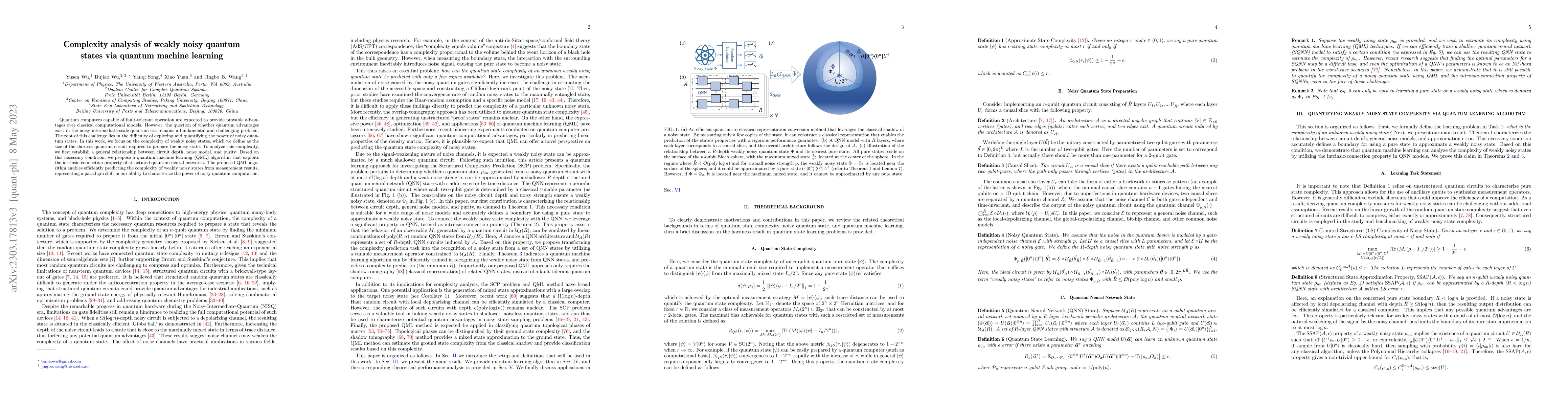 Thumbnail for Complexity analysis of weakly noisy quantum states via quantum machine
  learning