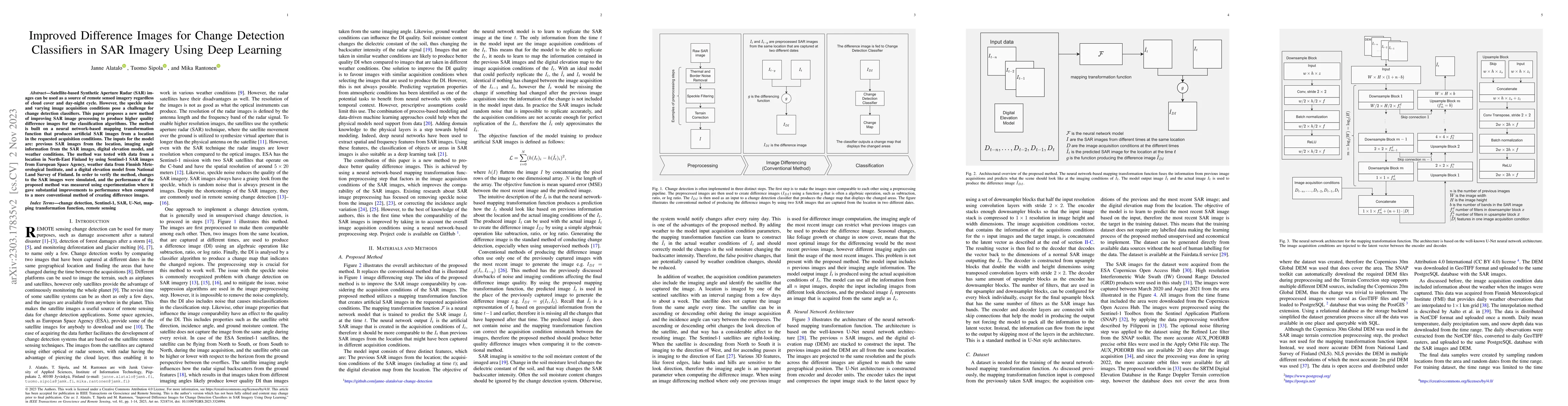 Thumbnail for Improved Difference Images for Change Detection Classifiers in SAR
  Imagery Using Deep Learning