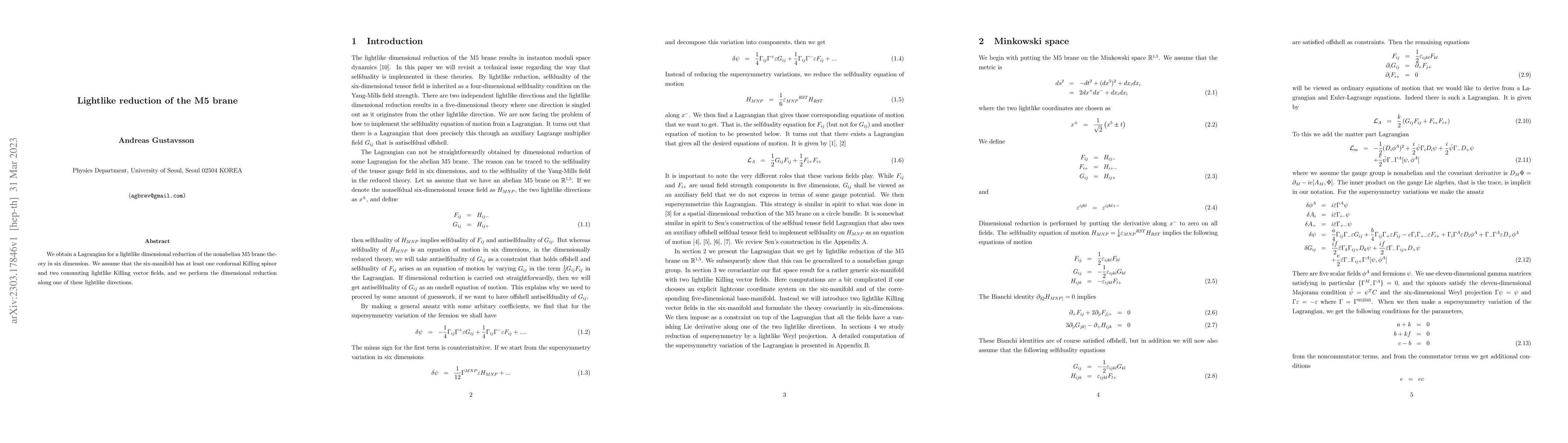 Thumbnail for Lightlike reduction of the M5 brane