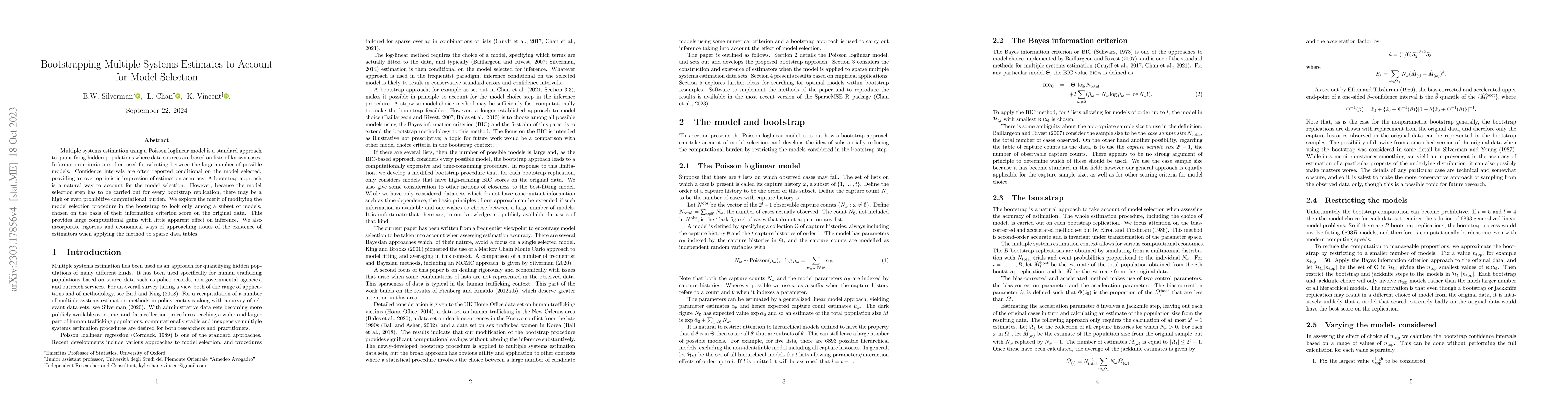 Thumbnail for Bootstrapping multiple systems estimates to account for model selection